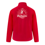 Badmeister Fleecejacke rot – Rückansicht mit gesticktem Kormoran