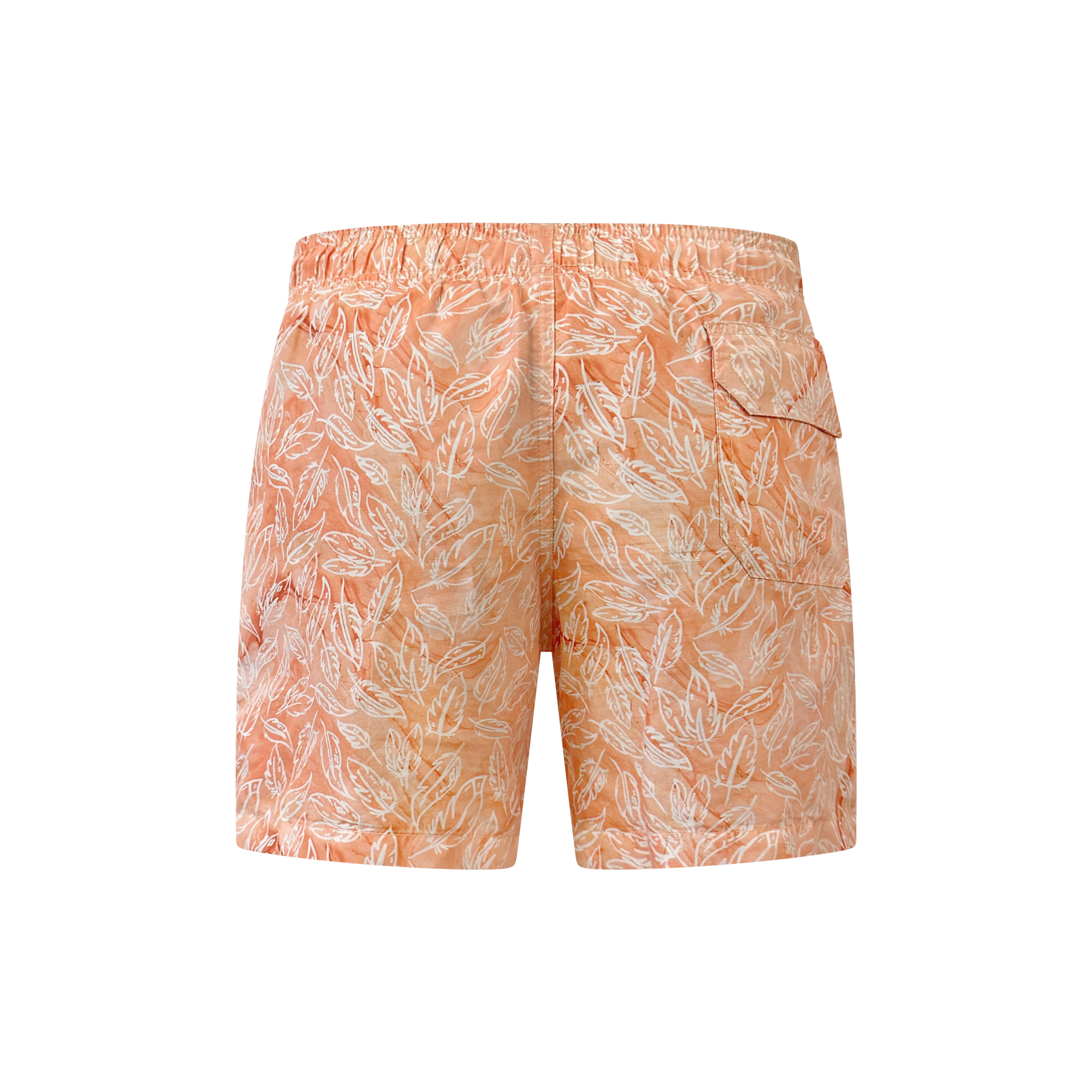 Badehose Coral Feather – Rückansicht mit Badmeister-Logo