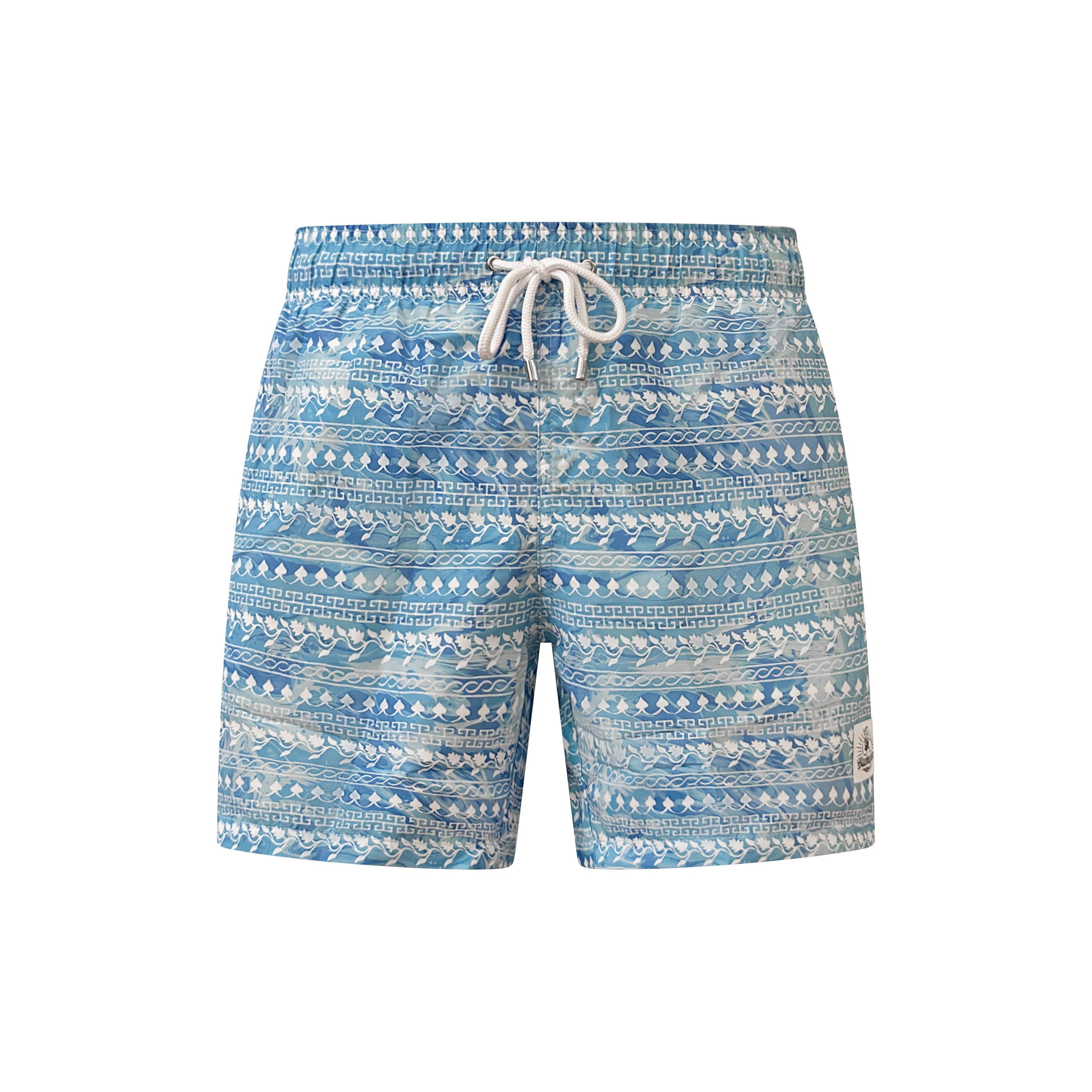 Badehose Greek Azure – Vorderansicht, azurblaues Muster
